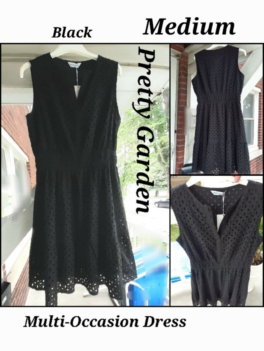 NWT Black Pretty Garden Summer Eyelet A Line Short Dress